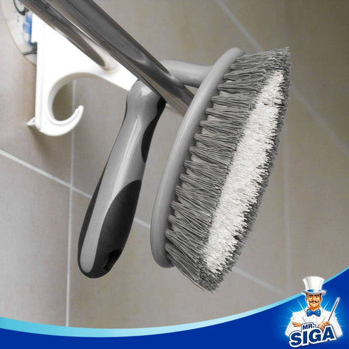 MR.SIGA Heavy Duty Scrub Brush - 2-Pack Cleaning Brush with Comfortable Grip for Bathroom, Shower, Sink, Floor