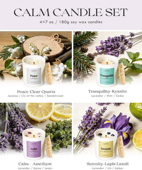 Set 4 Pack 28 oz 200 AOOVOO Stress Relief Candles for Women - Candles for Home Scented, Hour Burn, Aromatherapy Candle