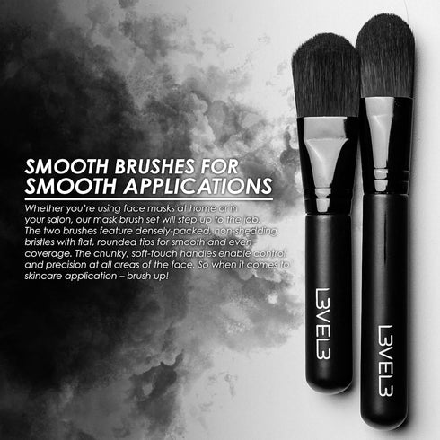 Level 3 Facial Mask Application Brushes Set, Black Cosmetic Brush for Facial Mask, Scrub, and Serum Applicator Tool