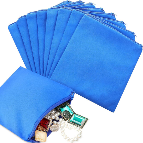 Sanwuta 8 Pcs Zippered Silver Storage Bags, Anti Tarnish Jewelry Protector Bags - Navy Blue, 5.9 x 5.9 Inch