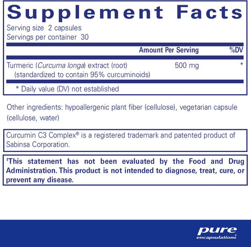 Pure Encapsulations Curcumin 500 mg - Non-GMO & Vegan - 60 Capsules - Supports Joint & Liver Health - Curcuma Longa