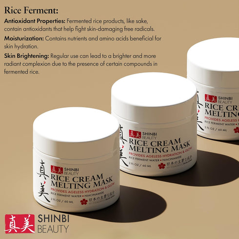 Japanese Rice Mask for Face - Organic Anti-Aging Skincare, J Beauty Glow, 1oz