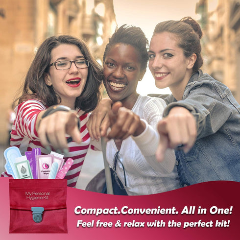 Menstrual Kit All-in-One, Convenience on The Go, Single Period Kit for Travelling, Red Purse