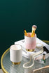 IEEK Pink and Gold Makeup Brush Holder Organizer, Glass Cup for Eyebrow Pencil, European Style