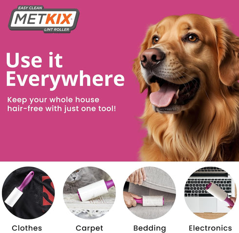 Lint Rollers for Pet Hair Extra Sticky - 400 Sheets Dog Cat Hair Remover for Clothes, Sofa, and More