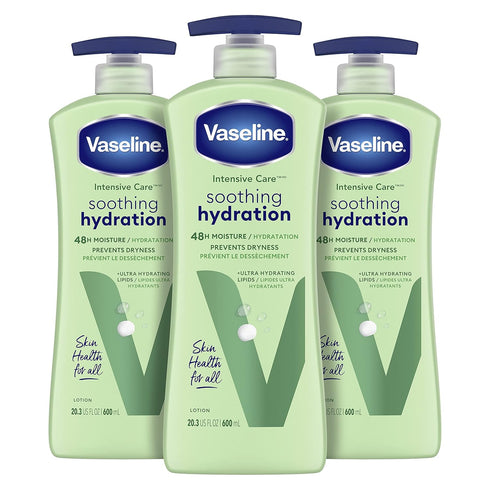 Vaseline Intensive Care Body Lotion Pack of 3 20.3 oz - Ultra-Hydrating for Dry Skin
