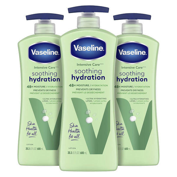 Vaseline Intensive Care Body Lotion Pack of 3 20.3 oz - Ultra-Hydrating for Dry Skin