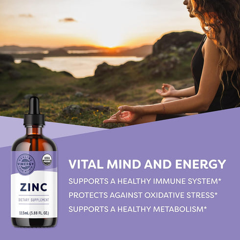 Vimergy Organic Liquid Zinc, 57 Servings, Alcohol Free Zinc Sulfate for Immune Health & Metabolism, 115 ml