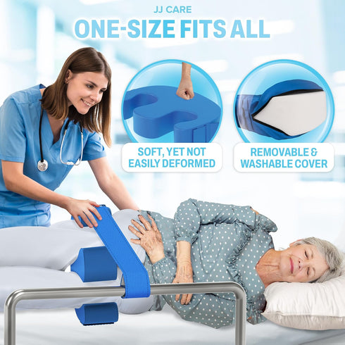 JJ CARE Patient Positioning Pillow with Handles U-Shaped Turning Support Cushion for Bedridden Care, Waterproof Cover