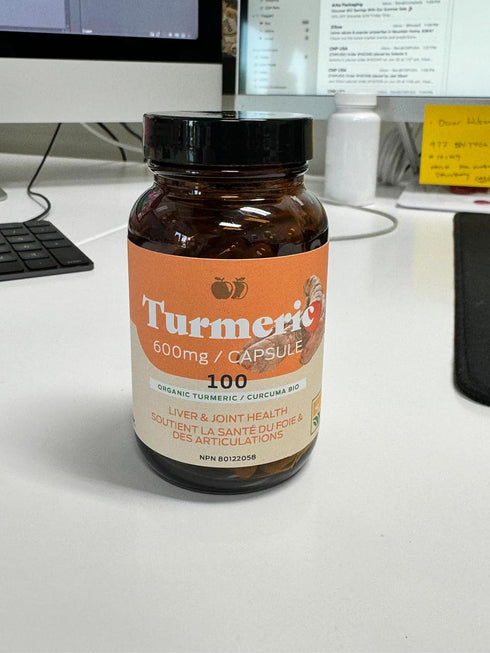 Organic Turmeric Capsules | 100 Capsules | 600mg Raw & Pure Curcumin Root Powder Supplement