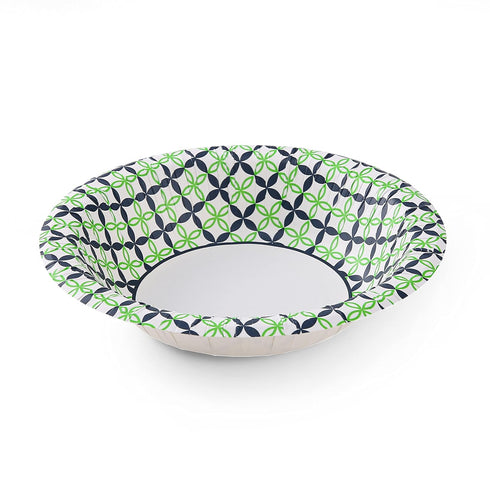 Glad Round Disposable Paper Bowls, 16 oz, 40 Count, Soak Proof, Cut-Resistant, Microwaveable, Blue and Green Daisies