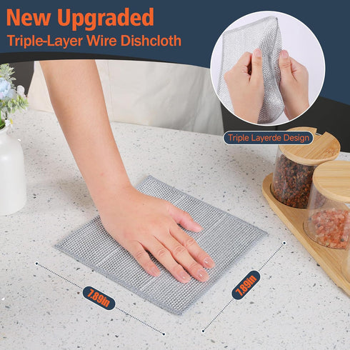 MVXMVX 3 45PCS- Set Layers Wire Dishwashing Rag Non Scratch Wire Dishcloth Home Essentials-Reusable Steel Wool Scrubber