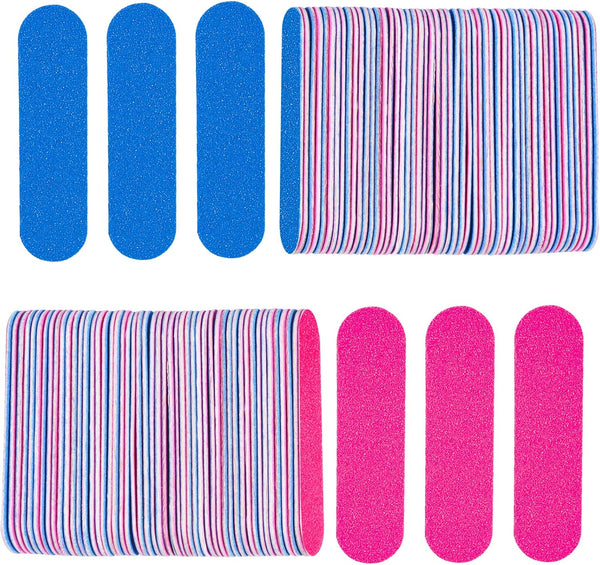 Mini Nail Files Bulk, 100 Pcs Disposable Double Sided Emery Boards, Travel Size for Men, Women, Kids (2 Inch)