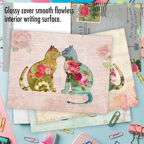 The Best Card Company All Occasion Blank Cat Cards, 10 Assorted, 4 x 5.12 Inch