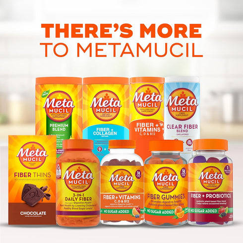 Metamucil Fiber Supplement, Unflavored Clear Mixing Powder, 75 teaspoons, Plant Based Prebiotic Fiber Blend for