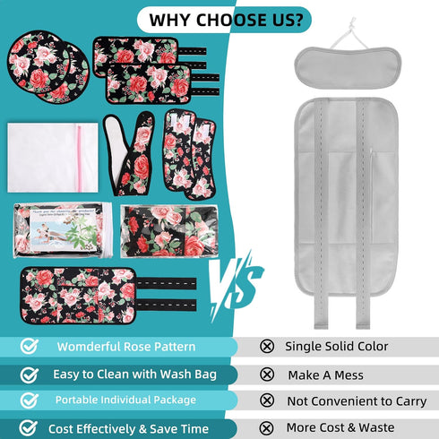 Pack 9 Packs Castor Oil Wrap Organic Cotton for Stomach Neck Belly Chest Knee Feet, Pcs Adjustable Elastic Straps