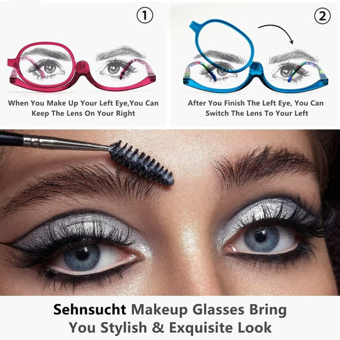 Sehnsucht 2 Pairs Eye Make Up Reading Glasses Womens Magnifying Cosmetic Readers Rotating Makeup Glasses for Women