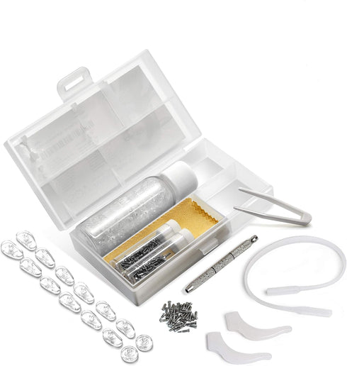 SQV Eyeglass and Sunglass Repair Kit - Complete Glasses Family Kit with Mini Screws, Tweezers, Screwdriver, Nose Pads