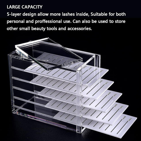 Lash Organizers and Storage, Small 5-Layer Transparent Lash Trays for Lash Extensions, Eyelash Storage Box