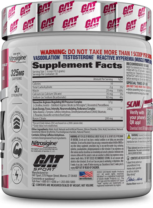 GAT SPORT Nitraflex Advanced Pre-Workout Powder, Boosts Strength & Energy, Creatine-Free (Fruit Punch, 30 Servings)
