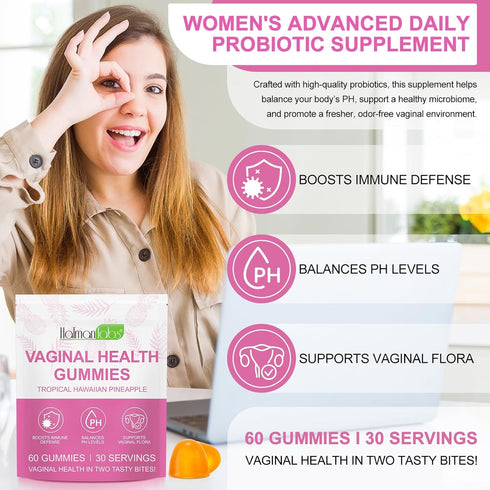 ZODENIS Gummies, Immune,Promote 60 Gummies Vaginal Probiotics for Women, Ph Balance Vaginal Probiotics Feminine Balance