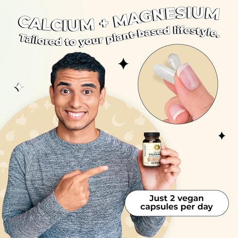 Future Kind Vegan Calcium Supplement, 60 Capsules - Plant-Based Calcium Magnesium for Teeth and Bone Support