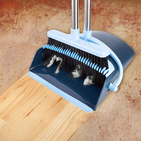 Broom and Dustpan Set for Home 2024, Indoor Broom with Long Handle, Angle Broom for Kids, Pet Hair, Kitchen