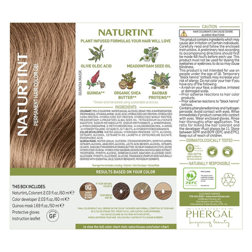 Naturtint 8G Sandy Golden Blonde Permanent Hair Color, Ammonia Free, Vegan, Cruelty Free, 1 Pack