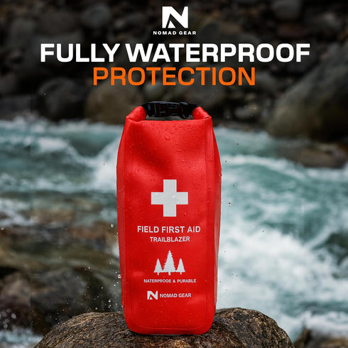 N NOMAD GEAR 64-Piece Waterproof First Aid Kit for Camping, Boating, Hiking Outdoor Emergency Medical Bag with Roll-Top