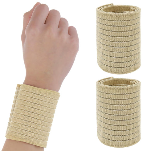 2 PCS Elastic Wrist Support Band Wrap, Adjustable Breathable Brace for Men and Women, Relieves Wrist Pain