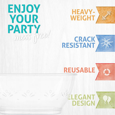 PLASTICPRO 6 oz Hard Plastic Dessert Bowls, Premium Quality Disposable Clear Bowls, Pack of 100