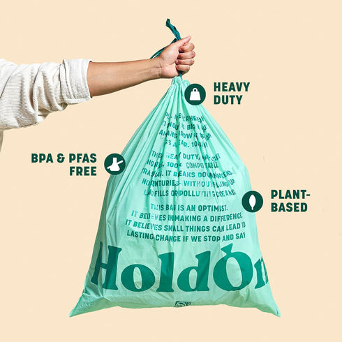 13-Gallon Trash Bags, Plant-based Tall Kitchen Trash Bags with Drawstring Handles, Heavy-duty & Compostable (40 bags)
