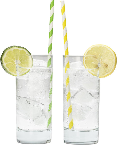 Paper Straws Biodegradable, 200 Pack, Striped Multi Colored, BPA-Free Disposable 8.25" Long Straw for Parties