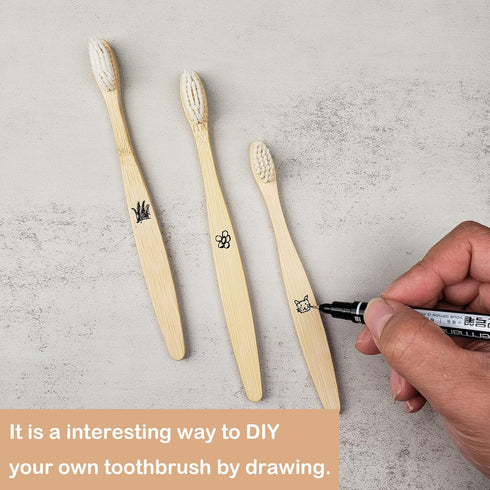 10 PCS Kids Bamboo Toothbrushes Soft Bristles Wooden, Natural Biodegradable BPA Free Eco-Friendly (White)