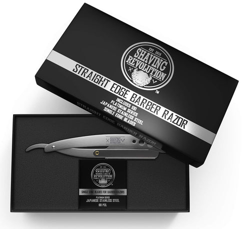 Straight Edge Barber Razor for Close Shaving, Professional Straight Blade Razor for Men with 100 Single Edge Blades