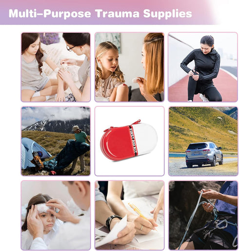 First Aid Kit - Upgraded Waterproof Pill Case with 180 Pcs Emergency Care Supplies, Small Sized for Car, Home, Travel,