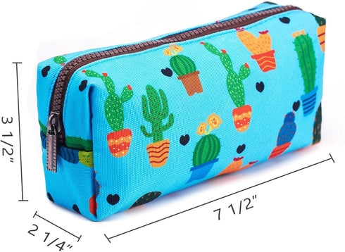 LParkin Canvas Cactus Pencil Case - Makeup Cosmetic Bag and Stationary Pouch