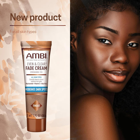 Ambi Even & Clear Fade Cream, Hydroquinone-free, Hyperpigmentation Treatment, Dark Spot Corrector, 1 Fl Oz