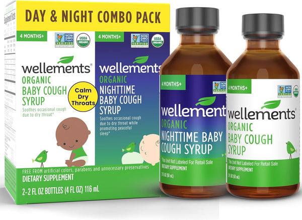 Wellements Organic Baby Cough Syrups Day & Night Combo Pack 4 Months+