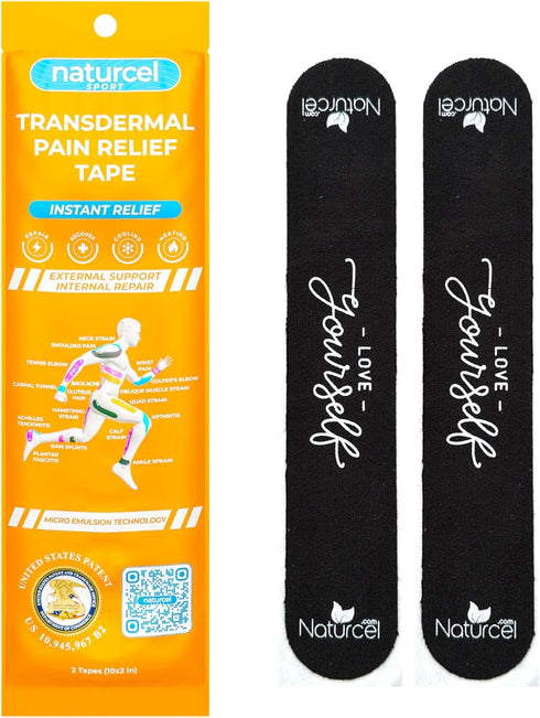 Sport Transdermal Pain Relief Tape - Kinesiology Tape for Sore Joints, Muscles, 2 Elastic Strips