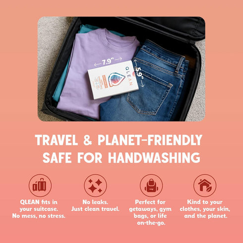 Summer (40 QLEAN Laundry Detergent Sheets Sweet Loads) Travel-Size Plant-Based Laundry Sheets, Biodegradable, HE