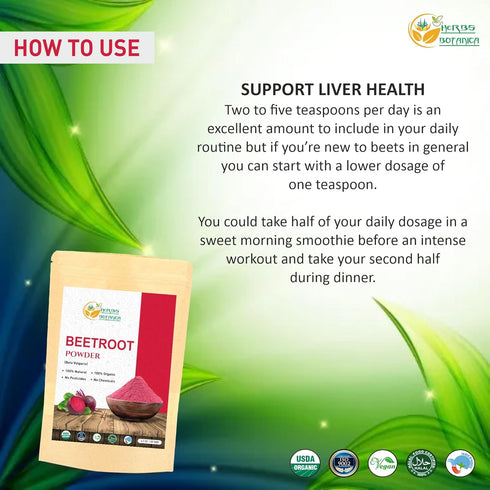 Organic Beetroot Powder for Baking and Smoothies, Nitric Oxide Supplement, 5.3 oz / 150 gms