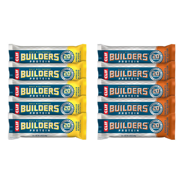 CLIF BUILDERS Protein Bars - Chocolate Peanut Butter and Vanilla Almond Flavor