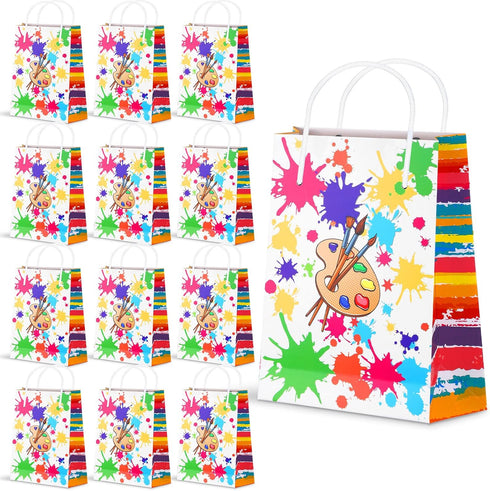 Art Party Bags - 16 Pieces Paint Art Party Treat Bags for Sip and Paint Party Decorations (Bright Style)