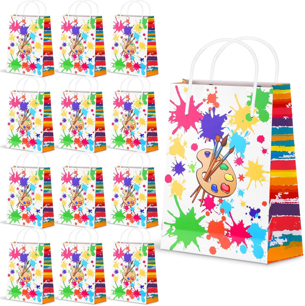 Art Party Bags - 16 Pieces Paint Art Party Treat Bags for Sip and Paint Party Decorations (Bright Style)