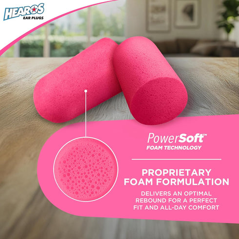 HEAROS Sleep Pretty in Pink, 100 Pair, NRR 32, Petite Sized PU Foam, Pink (5199)