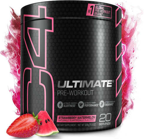 Cellucor C4 Ultimate Pre Workout Powder, Watermelon, Sugar Free Energy Supplement for Men & Women, 20 Servings