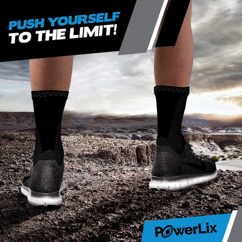 POWERLIX Legs Orthopedic Brace Compression Support Sleeve (Pair) for Swelling, Sprain, Plantar Fasciitis, Arthritis