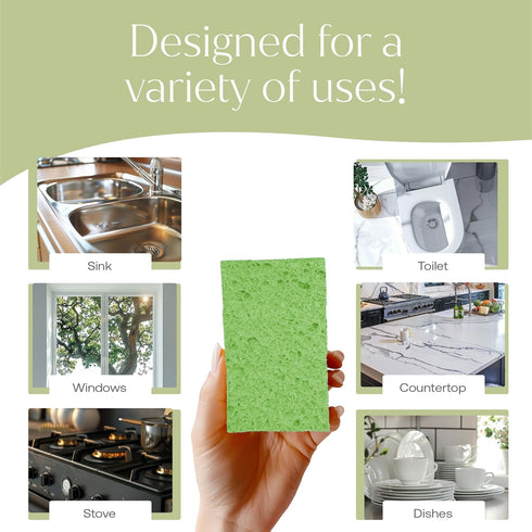 Plant-Based Pop-Up Sponges, Pack of 12 Cellulose Sponges, Highly Absorbent, Non Scratch