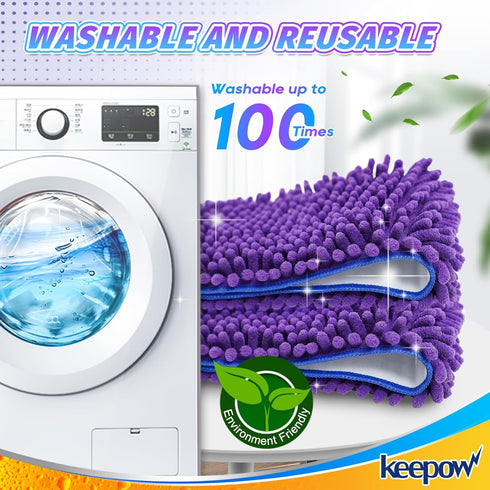 KEEPOW Pet System Microfiber Sweeping Pad for Mop, 18 Inch Washable Cleaning & Dusting Pads, 2 Pack